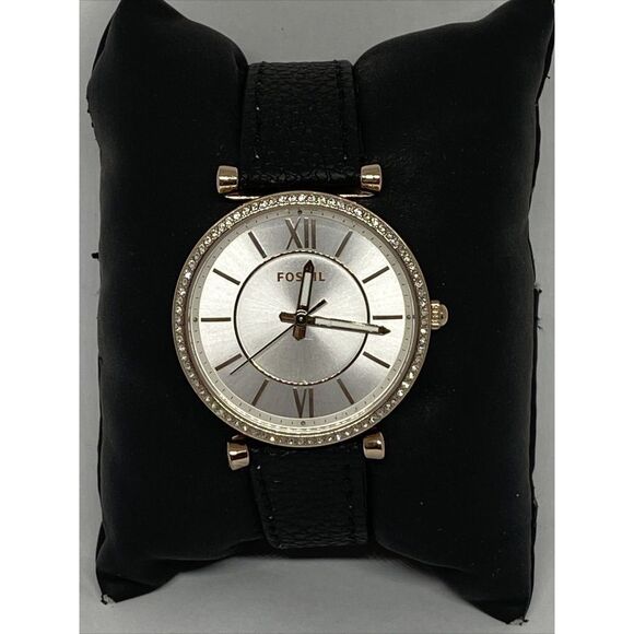 Fossil Carlie ES4465 Women's Black Leather Analog Dial Quartz Wrist Watch JK672 - Picture 3 of 12